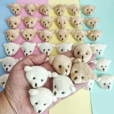 Cabeça de Ursinho em Plush com 10 peças Aplique Pelucia Artesanato Decoração Roupa Bebê Lembrancinha Laços