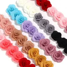 FLOR DE TECIDO kit com 10 unidades Flor de Malha Poliéster Tamanho 2,5 a 3cm Artesanato Laço Headband