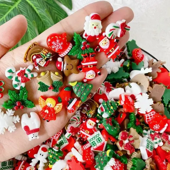 Aplique resina 15 Peças de Encantos Fofos de Natal Scrapbook chaveiro Artesanato Arvore natal fio de malha