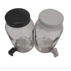 2-Suqueiras De Vidro Capacidade De 3 Litros Tampa De Plastico - Torneira De Plastico