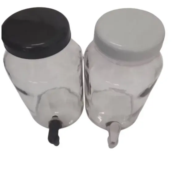 kit- 3 suqueiras de vidro 3litros com tampa e torneira plastica