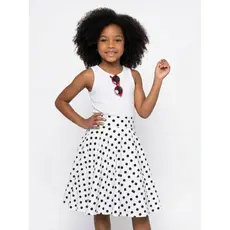 Saia Infantil Fantasia Anos 60/80 de Poá Bolinhas Preta e Branca