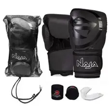 Luva Boxe / Muay Thai - Black Naja - Conjunto Bandagem 2,5m + Bucal - Treinos e Competições