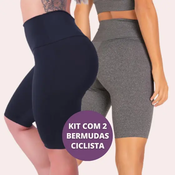 Kit com 2 Shorts Ciclista, Shorts Biker. Ideal Para Academia, Costura Reforçada.