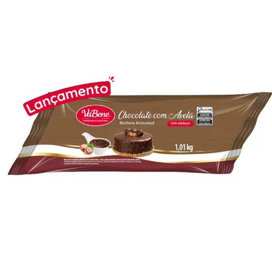 Recheio Artesanal Creme Chocolate Com Avelã (Com pedaços) Vabene 1,01kg