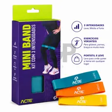 Kit 3 Faixas Elásticas Mini Band Acte T71 Treino Fitness