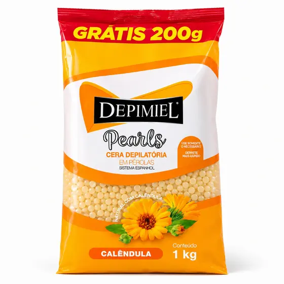 Cera Depilatória Pearls Calêndula Em Pérolas Sistema Espanhol 1kg Depimiel Pague 800g Leve 1kg