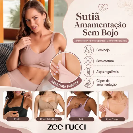 Sutiã Amamentação Sem Bojo Sem Costura Zee Rucci ZR0307001