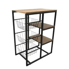 Suporte Microondas Forno Bebedor 3 Cestos 2 Prateleiras