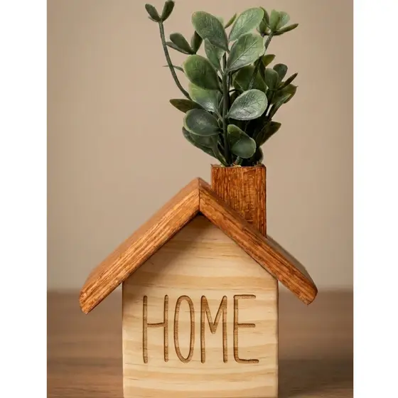 Casinha Decorativa em Madeira com Frase - HOME