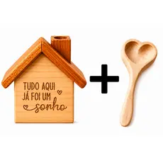 Casinha Artesanal de Madeira com Colher Coração | Presente Criativo
