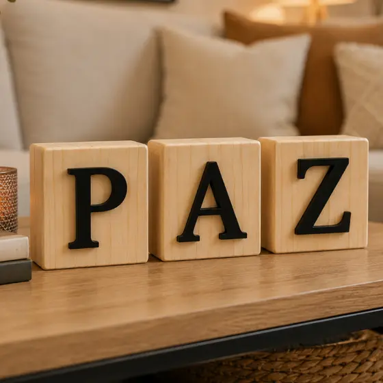 Palavra Decorativa PAZ Madeira Letras Decoração Sala Quarto Escritório Presente Criativo