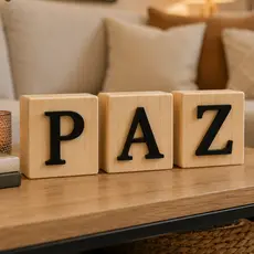 Palavra Decorativa PAZ Madeira Letras Decoração Sala Quarto Escritório Presente Criativo