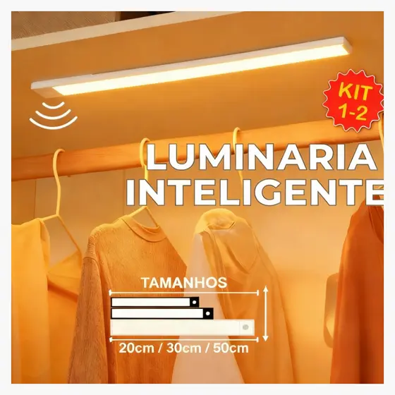 Smart Luminária Inteligente Ultra LED Com USB Recarregável E Sensor De Presença De Movimento 20/30/50cm