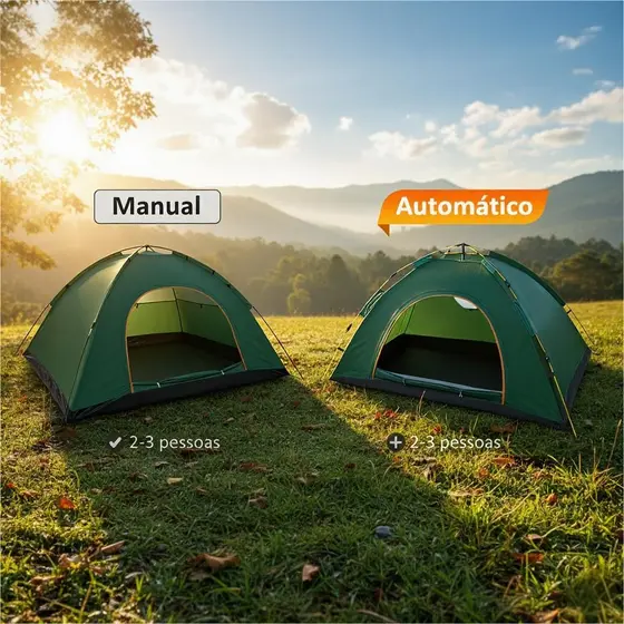 Barraca Camping Automático/Manual 2-4 Pessoas - Barraca De Acampamento A Prova D'Água - Barraca Camping Praia FS1032_QS