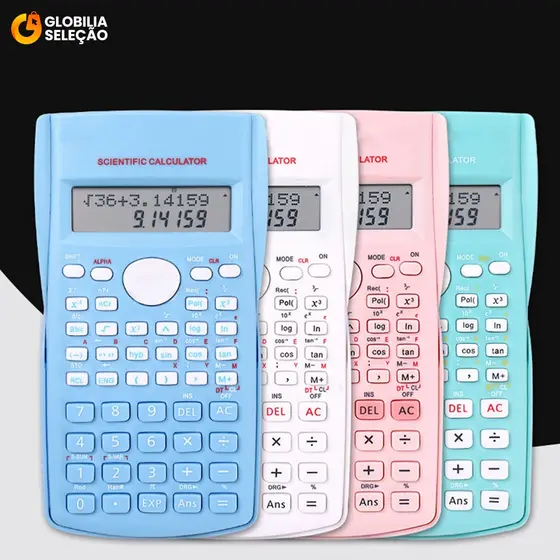 Calculadora Cientifica 12 Dígitos 2 Linhas 240 Funções Portátil Com Capa Protetora Escola Calculadora Rosa Digital