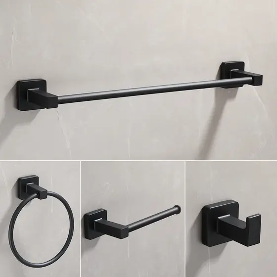 Kit Toalheiro de banheiro Anel do porta-toalhas Suporte Acessórios para Banheiro Porta Toalha Papel Higiênico 4 peças