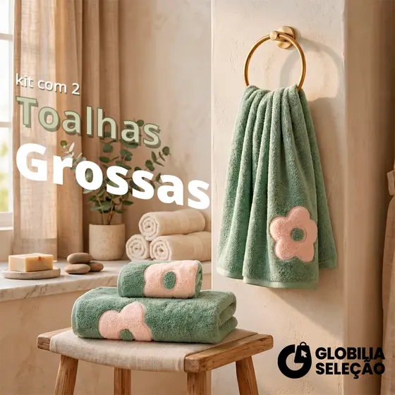 KIT 2 Toalhas Mais Grosso  - Banho e Rosto Grande Macia Toalha de Banho Grande e Grossa Jogo de Toalha de Banho