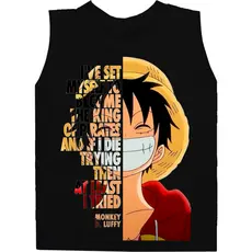 Regata Camisa masculina Básica Luffy Letras Camiseta Alta Qualidade 100% Algodão Estampa 2 ao GG
