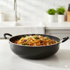 Wok Frigideira Caçarola Antiaderente 28cm com Tampa de Vidro Sabor