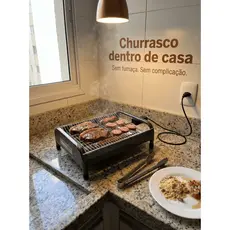 Grill Elétrico RizzoGrill 2 Compacto Com Bandeja Antifumaça