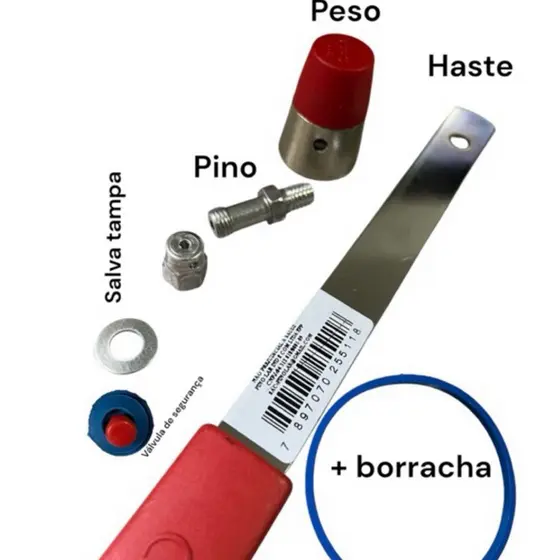 kit haste peso,pino,salva tampa,válvula de segurança e borracha panela clock 4,5 moderna 27cm comprimento
