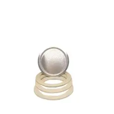Kit com 1 filtro e 3 borrachas de vedação para cafeteira italiana capacidade 3 xícaras_Ke home