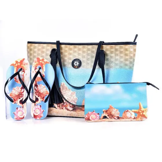 Bolsa Praia Feminino: Bolsa + Chinelo + Nécessaire – Estilo e Praticidade