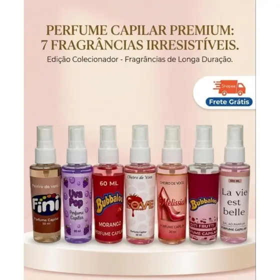 Perfume Capilar Feminino 60ml | Perfume Para Cabelo Hair Mist Várias Fragrâncias Longa Duração