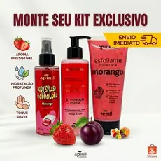 Kit Feminino Hidratante + Body Splash + Esfoliante Morango Ameixa Tutti Frutti