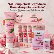 Kit Skincare Creme Hidratante Facial e  Óleo De Rosa Mosqueta Antirrugas