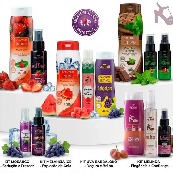 Kit Higiene Íntima Apinil 3 Itens Sabonete Íntimo + Desodorante + Perfume Sensual Para Tecidos Várias Fragrâncias