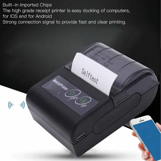 Mini Impressora Via Bluetooth Portátil Térmica 58mm Compatível Com Androide