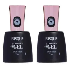 Kit c/2 Esmalte Risque Diamond Gel Fixador Top Coat