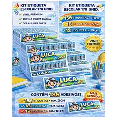 SUPER KIT Etiqueta Escolar Personalizada | Vinil à Prova d’Água – 186 unid. | 100+ Temas Exclusivos