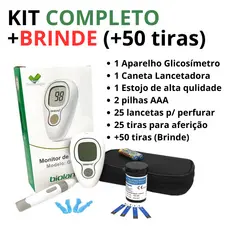 Kit Medidor de Glicose Bioland G-425-3 Completo com Lancetador + 75 Tiras e Acessórios
