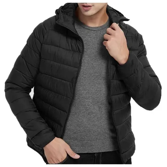 Jaqueta de nailon masculina puffer bolha gominho preta Bobojaco resistente à água vento impermeável