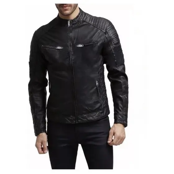 Jaqueta De Couro Masculina Elegante Casaco Resistente Água Vento Slim Fit
