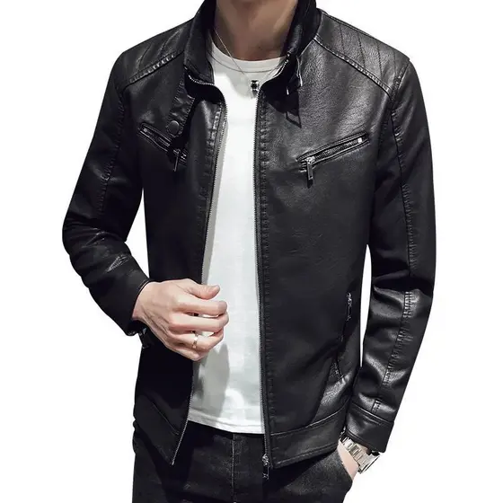 Jaqueta De Couro Masculina Elegante Moderna Resistente Casual