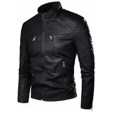 Jaqueta De Couro Masculina Forrada Capuz Removível Resistente Moda Moderna Pronta Entrega
