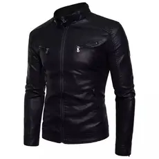 Jaqueta de Couro Masculina Resistente Moderna Slim Fit