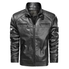 Jaqueta de Couro Masculina Moderna Pronta Entrega para Motoqueiros