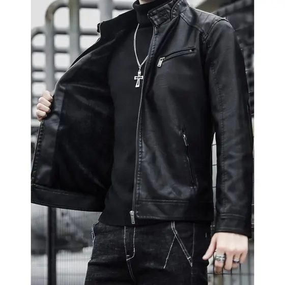 Jaqueta De Couro Masculina Moderna Resistente Pronta Entrega