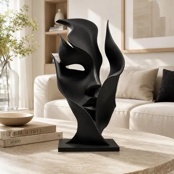 Escultura Rosto Decorativa Abstrata Moderna Premium Luxo Casa Sala Quarto Escritório Elegante