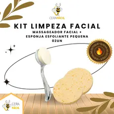 Kit Limpeza Facial Spa: Escova Massageadora + 2 Esponjas Esfoliantes