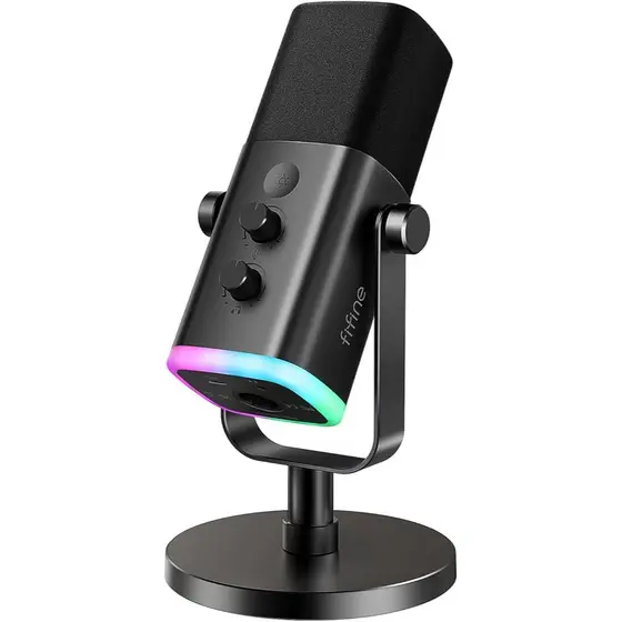 Microfone dinâmico FIFINE USB/XLR com botão de toque de mudo, conector de fone de ouvido, AM8