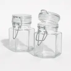 Kit 02 Unidades Pote Hermético Porta Tempero Condimentos Sextavado 90mL