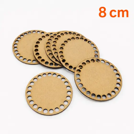 Kit 30 Bases Redonda 8 cm MDF Cru para Cesto Crochê Fio de Malha
