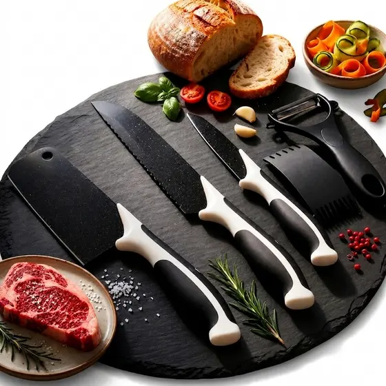 Kit de Facas 5 Peças Inox Antiaderente – Chef, Multiuso, Descascador e Acessórios IMEDIATO