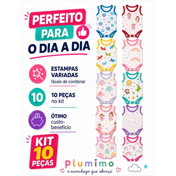 Kit Com 05 Unidades Body Bebe Cavado Estampado Feminio E Masculino De Algodao Confortavel